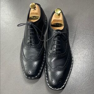 PHILIPP PLEIN Mens Black Leather City Shoes "Paul" Studs Size 40 US 7.5